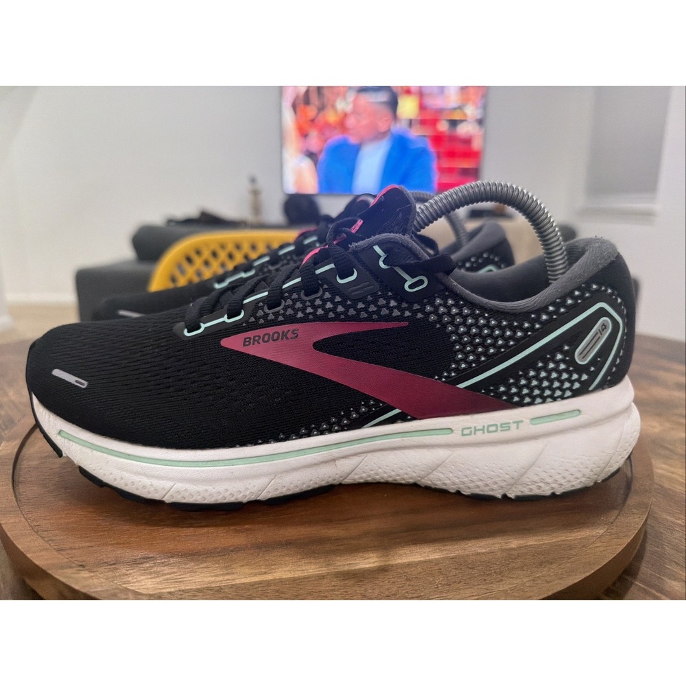 Brooks Ghost 14 Women's Running Shoes Black Pink Yucca Mint 1203561B013 Size 10B